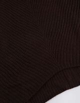 Pulover iz volne - Podalj&scaron;ana hrbtna stran - temno rjava