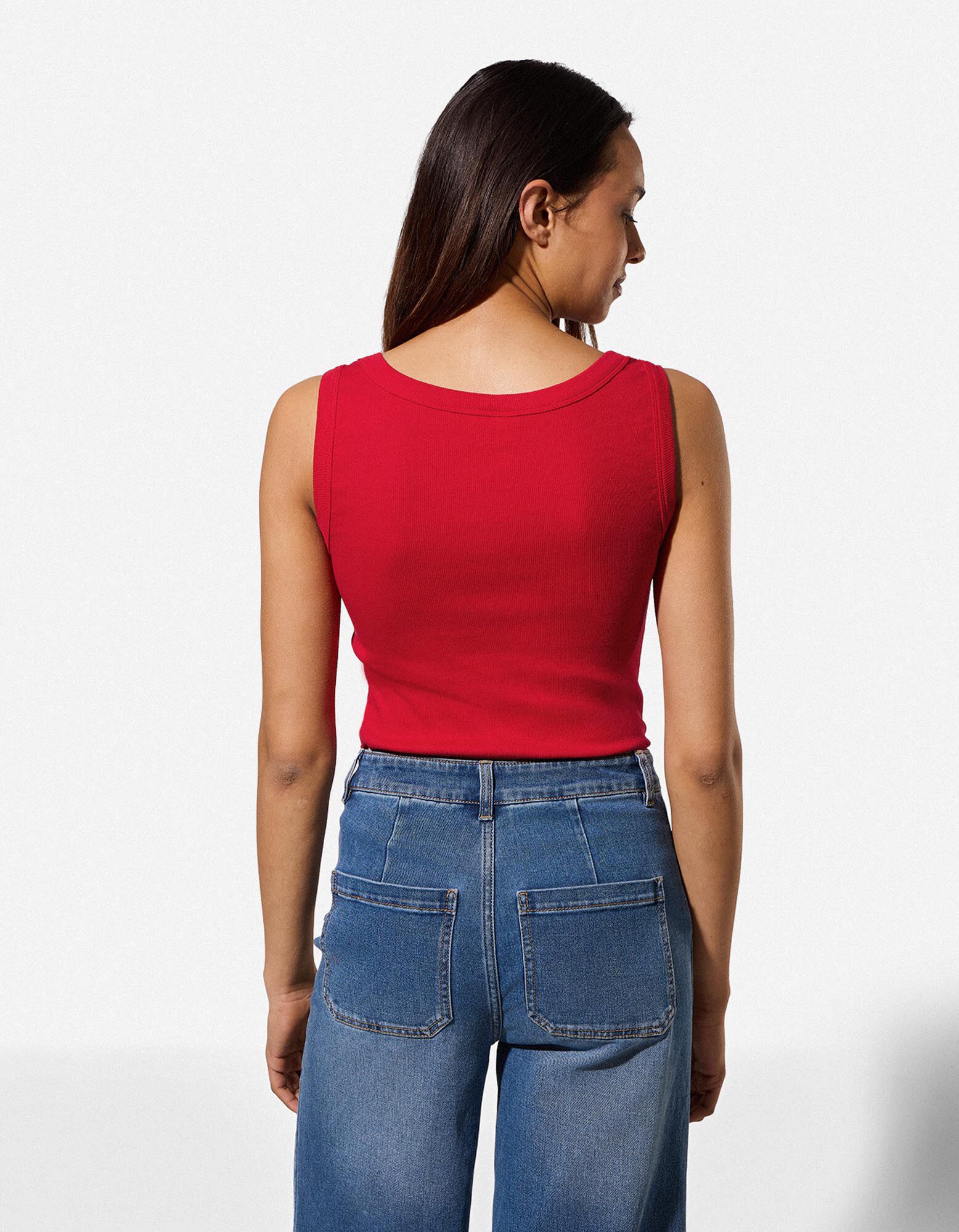 Top - Rippenstruktur - rot