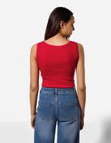 Top - Rippenstruktur - rot