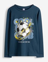 Langarmshirt - Frontprint - Dunkelblau