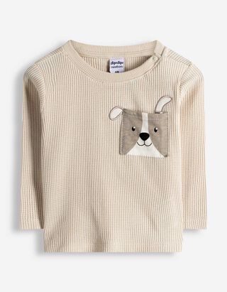 Maglia a manica lunga - A nido d'ape - beige