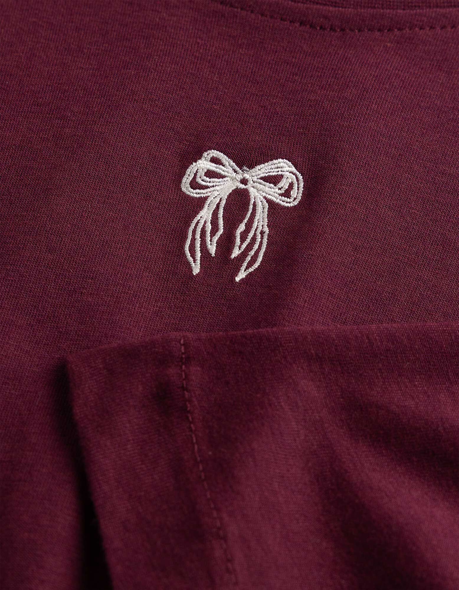 T-Shirt - Stickerei - Dunkelrot