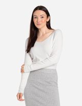 Langarmshirt - Rippstrick - weiß