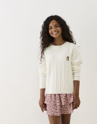 Pullover - Zopfstrick - Off-White