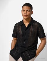 Košile - Perforovaný úplet - cerná