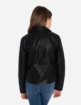 Motoristična jakna - Videz usnja - crna