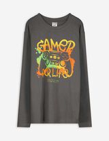 Longsleeve - Vooropdruk - donkergrijs