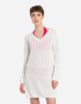 Pletené šaty - Perforovaný úplet - biely