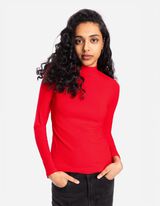 koszulka z długim rękawem - Mockneck - czerwony