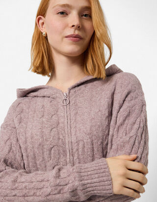 Cardigan - Zopfstrick - Lila