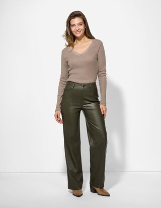 Broek - Imitatieleer - donkergroen