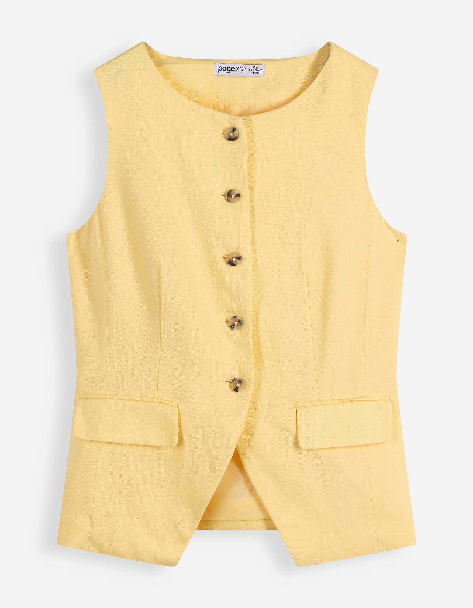 Gilet - Aspect lin - Jaune clair