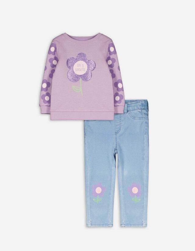 Sweater en jeggings set - Glitterprint - lila