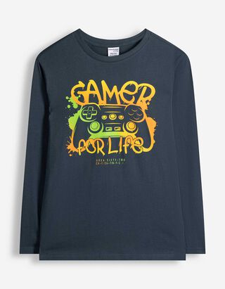 Longsleeve - Voorkantprint - Donkerblauw