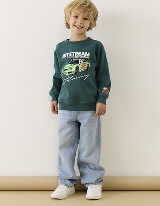 Sweatshirt - Print - Dunkelgr&uuml;n