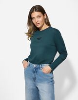 Longsleeve - Print op rug - turkoois