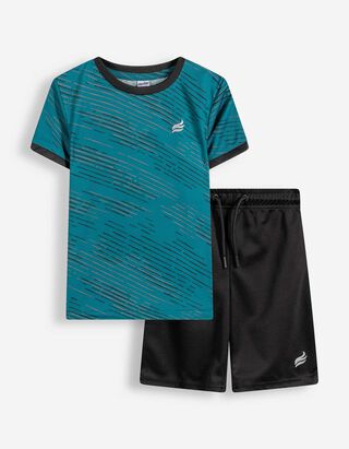 Set aus T-Shirt und Hose - Allover-Print - blau