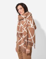 szal - nadruk na całej powierzchni - jasnobrazowy-e-a