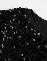 sukienka - z cekinami - czarny