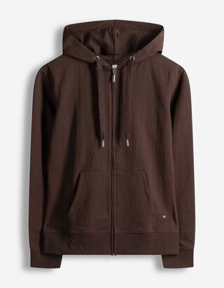 Sweatjacke - Kapuze mit Tunnelzug - dunkelbraun