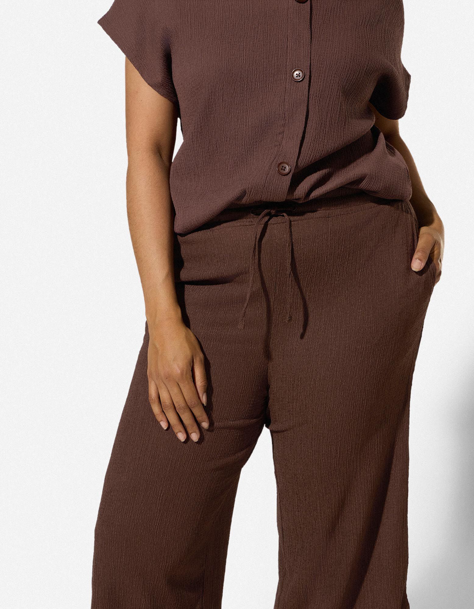 Pantalon - Longueur normale - Brun