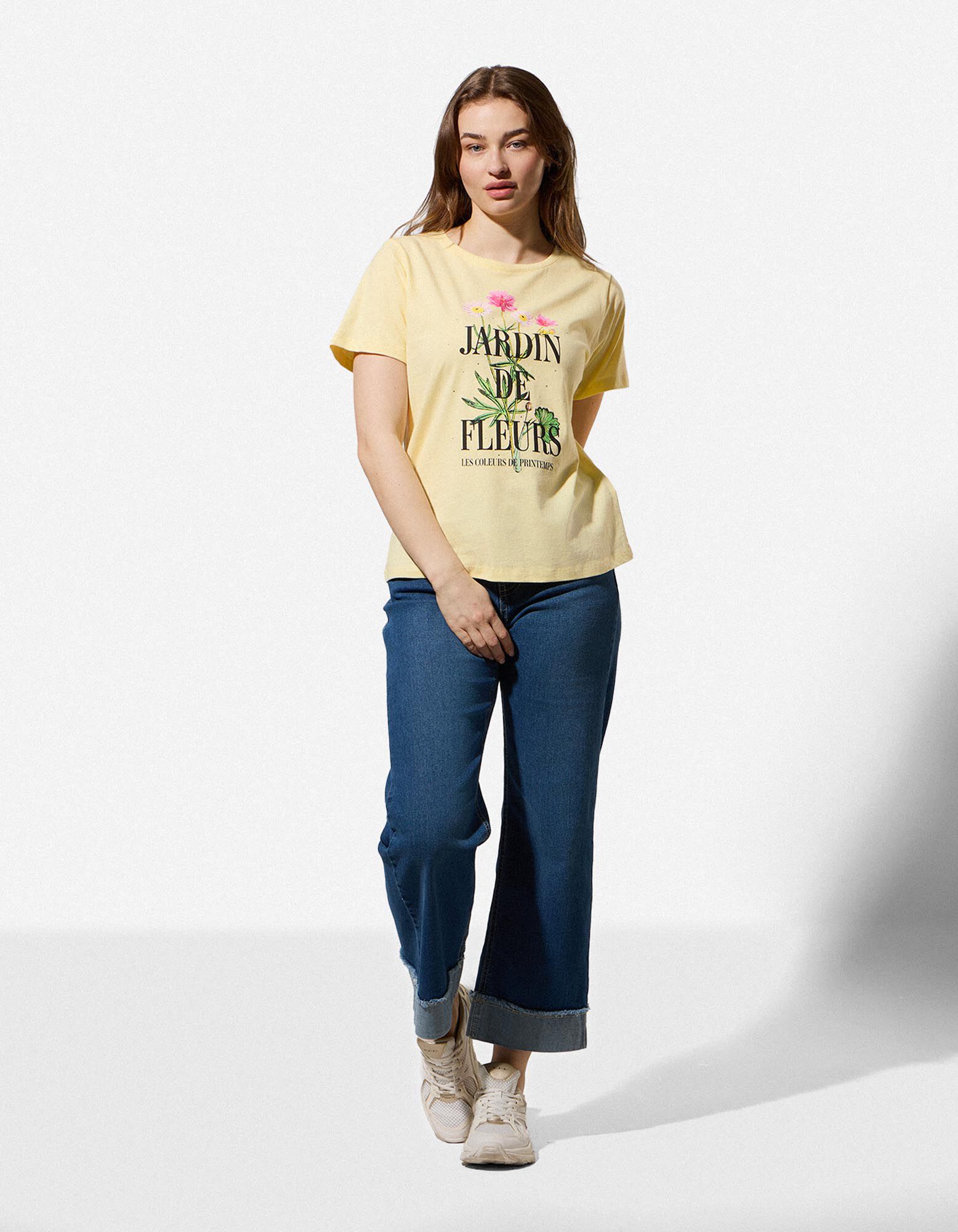 T-Shirt - Ziersteine - hellgelb