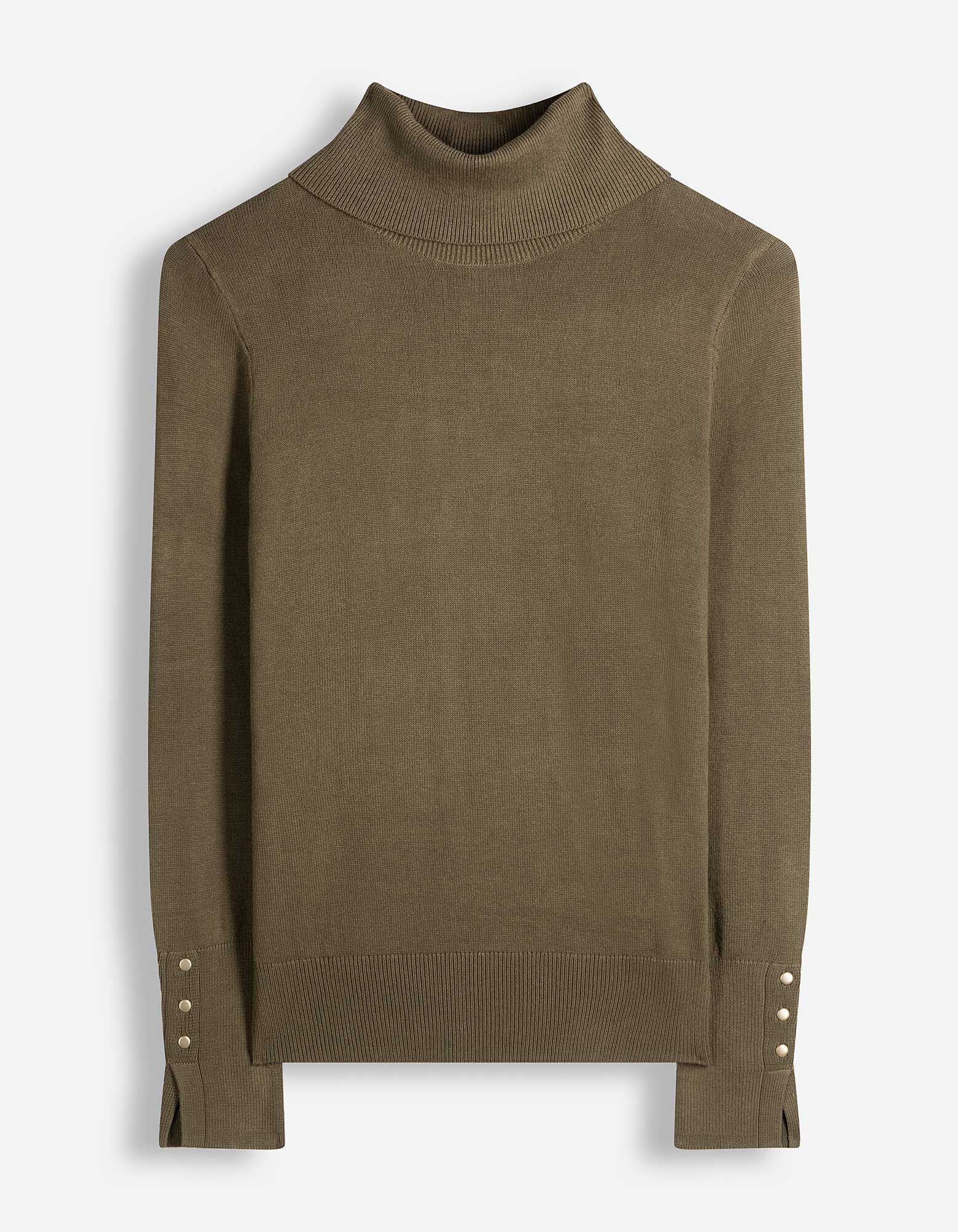 Strickpullover - Rollkragen - Khaki