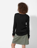 Žebrovaný pletený svetr - V výstřih - cerná