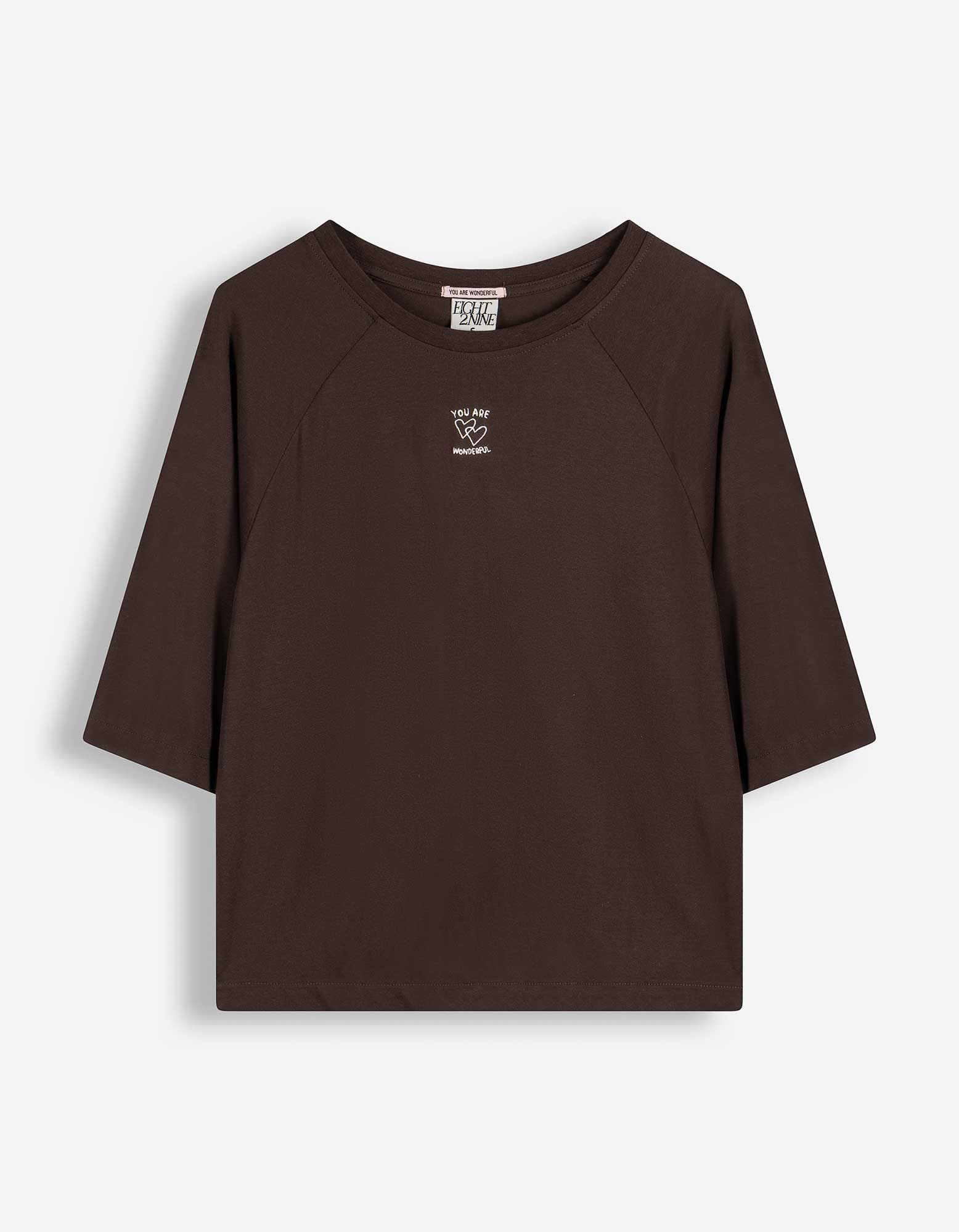 T-Shirt - Stickerei - Dunkelbraun