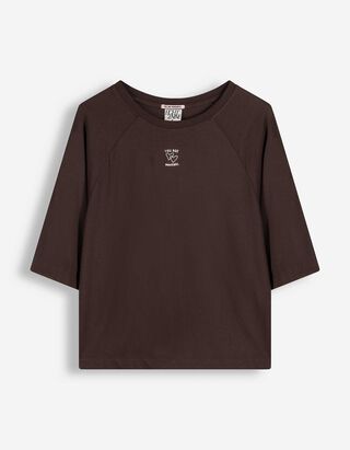 T-Shirt - Stickerei - Dunkelbraun