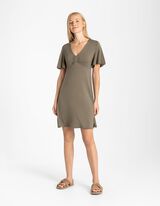 Haljina - Me&scaron;avina viskoze - tamno-zelena