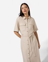 Kleid - Leinen-Optik - Beige