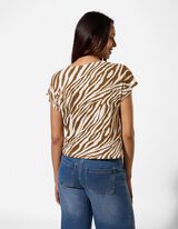 Tričko - Květovan&yacute; vzor - hneda