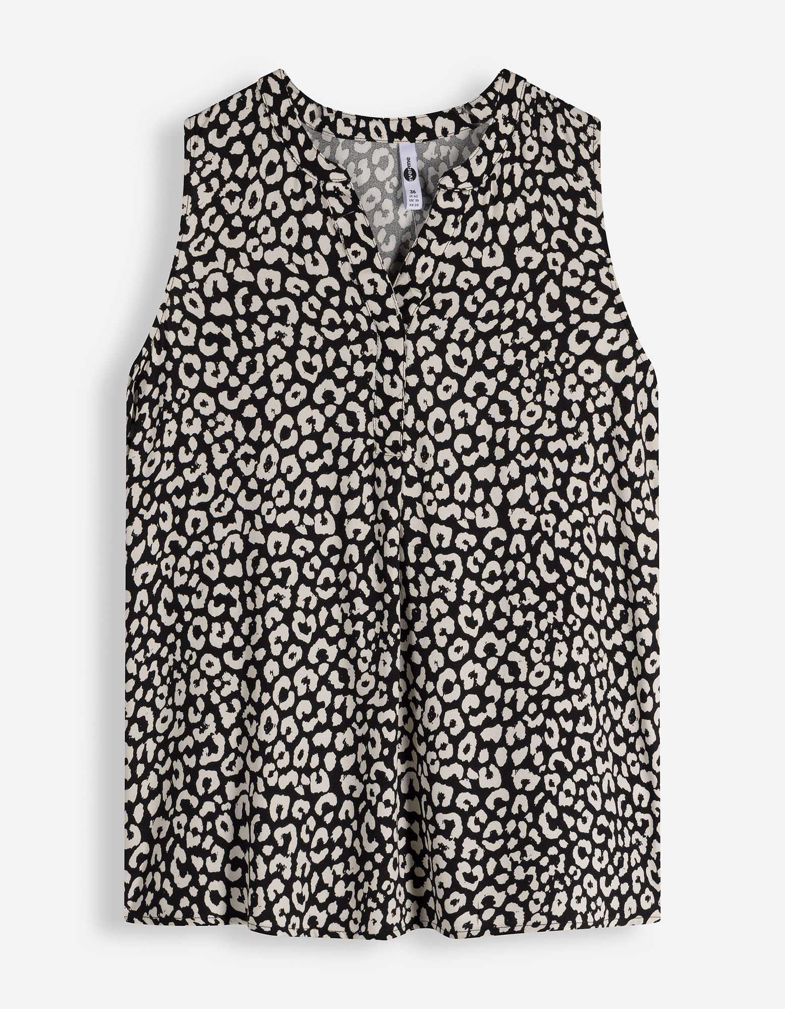 Blusentop - Allover-Print - Schwarz