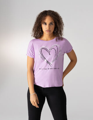 T-shirt - Viscose m&eacute;lang&eacute;e - Lilas