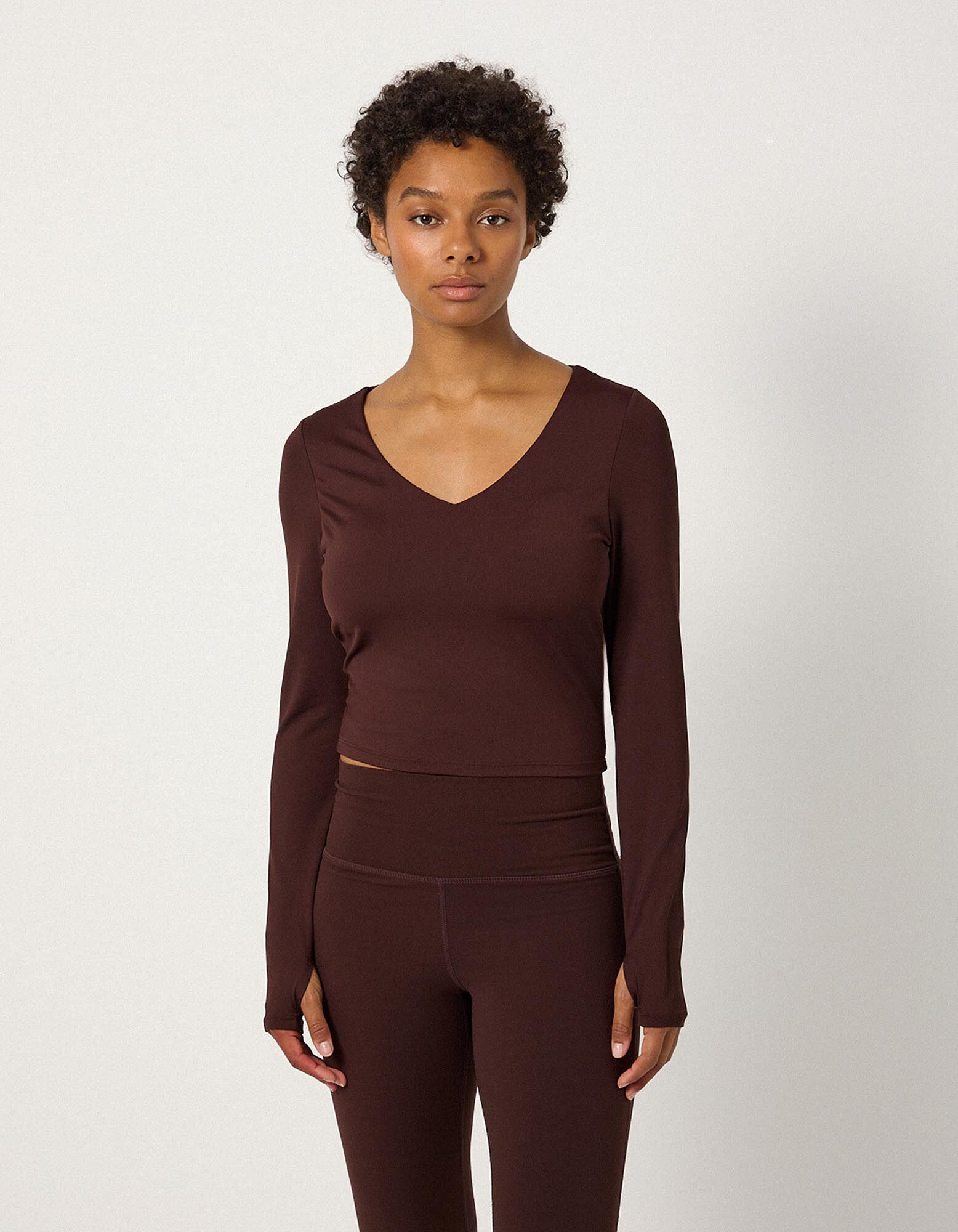Langarmshirt - Herausnehmbare Cups - Dunkelbraun