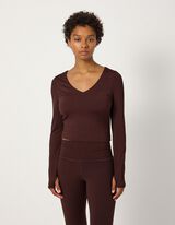 Langarmshirt - Herausnehmbare Cups - Dunkelbraun