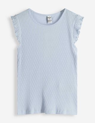 Shirt - Gerippt - hellblau