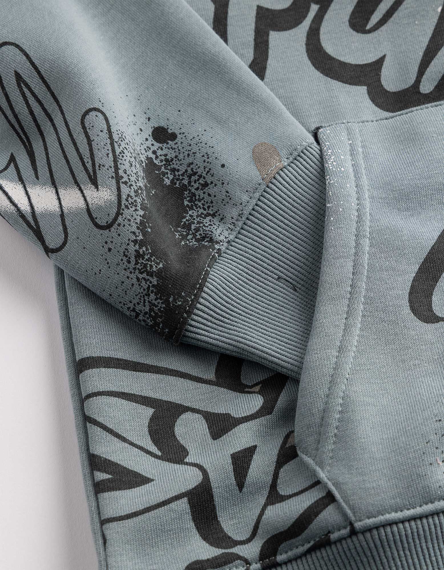 Sweat &agrave; capuche - Imprim&eacute; all-over - Bleu
