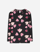 Langarmshirt - Allover-Print - schwarz
