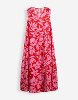 Maxikleid - Allover-Print - rot