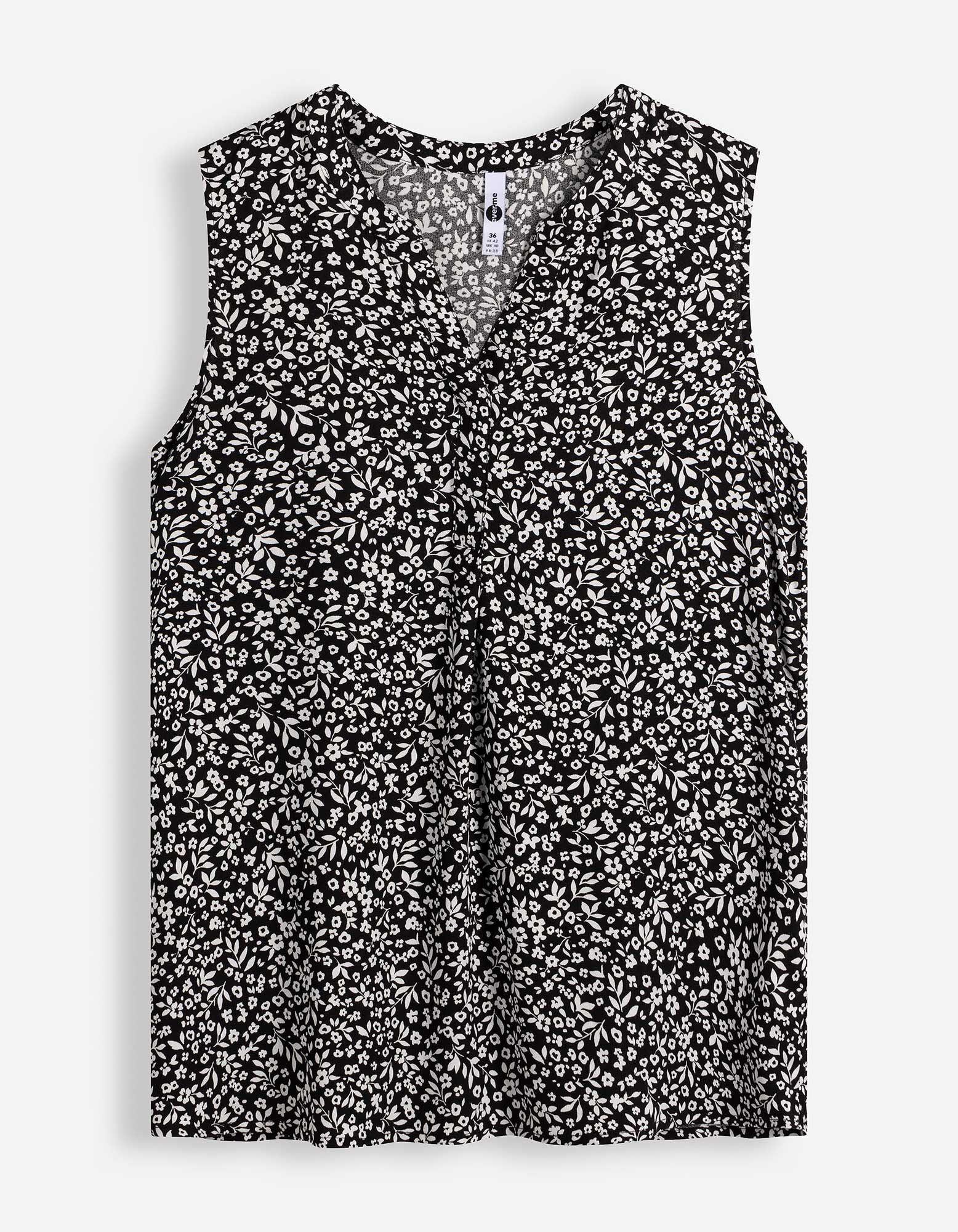 Blusentop - Allover-Print - Schwarz