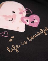 Bluză cu glugă - Guler fular - Negru