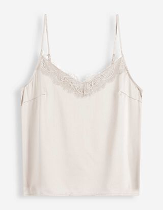 Top - Spitzenbesatz - Beige