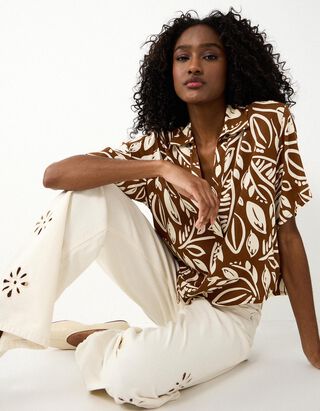 Blusenshirt - Viskose - Braun