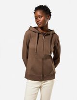 Veste molletonn&eacute;e - Capuche &agrave; cordon - Brun