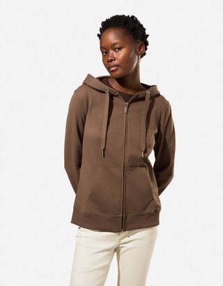 Sweatjacke - Kapuze mit Tunnelzug - braun