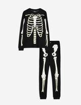 Pyjama Set aus Langarmshirt und Hose  - Leuchtet im Dunklen - schwarz