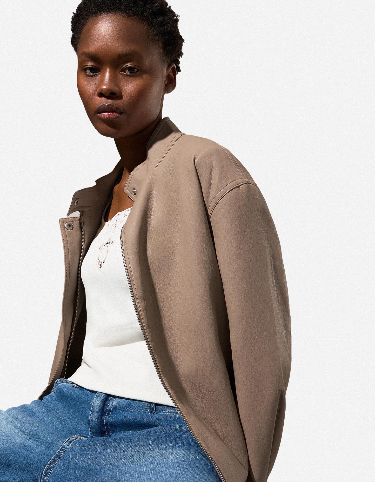 Blouson - Imitatieleer - Beige