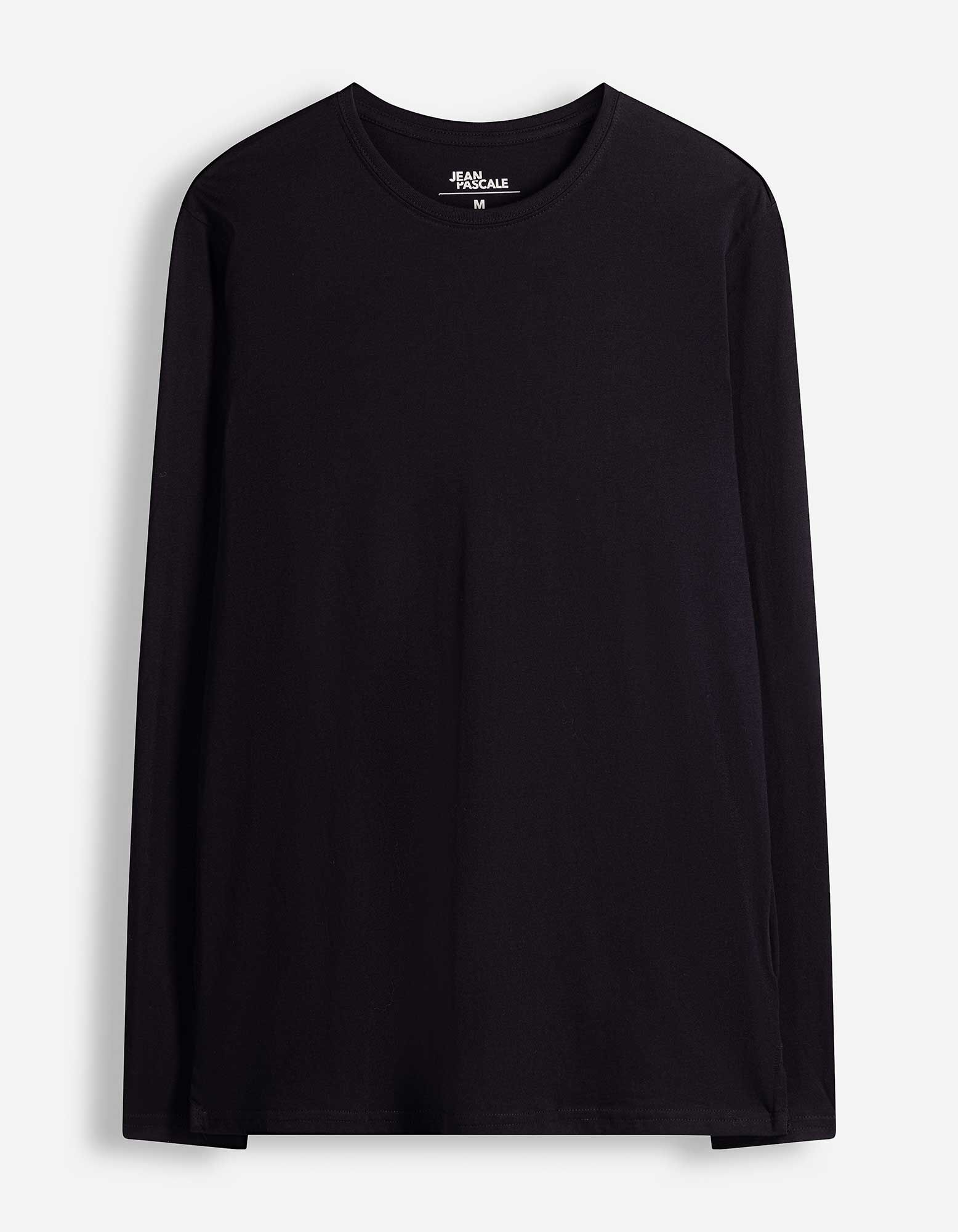Langarmshirt - Rundhals-Ausschnitt - Schwarz